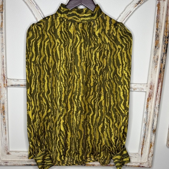 H&M Tops - H&M Olive and Yellow Animal Print Blouse